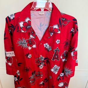 MLB LA Angels promotion Hawaiian one size button-up shirt from Aug 13, 2021 game